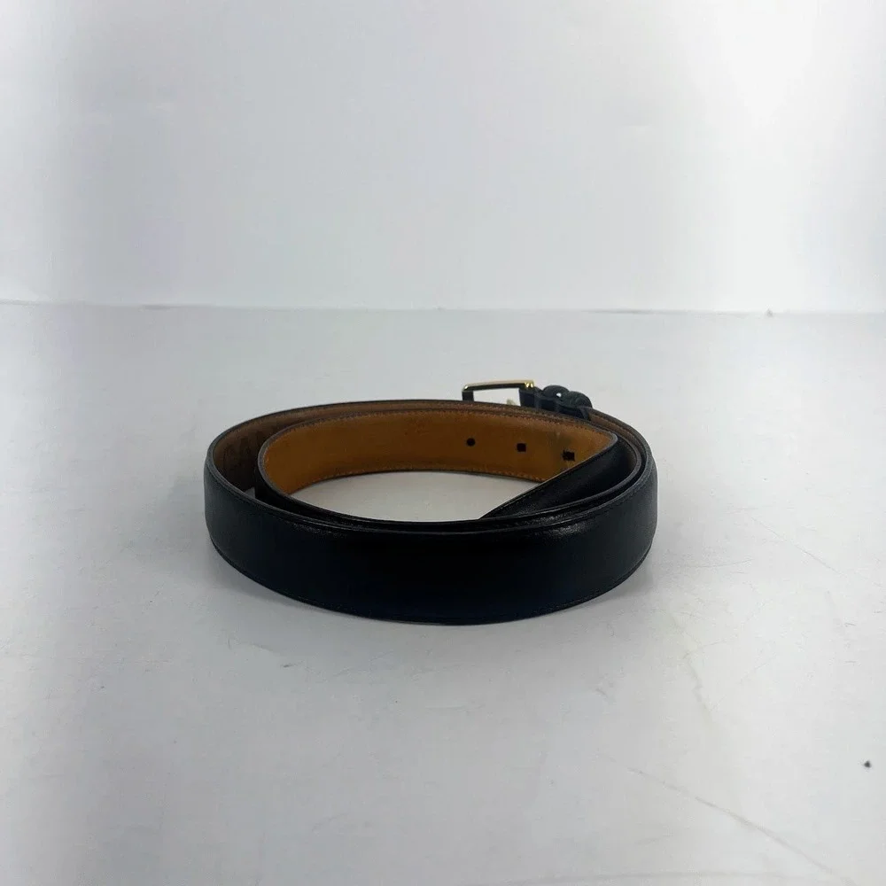 Gant Mens Black Glove Tanned Cowhide Leather Belt Gold Buckle Size 42 1515086‎